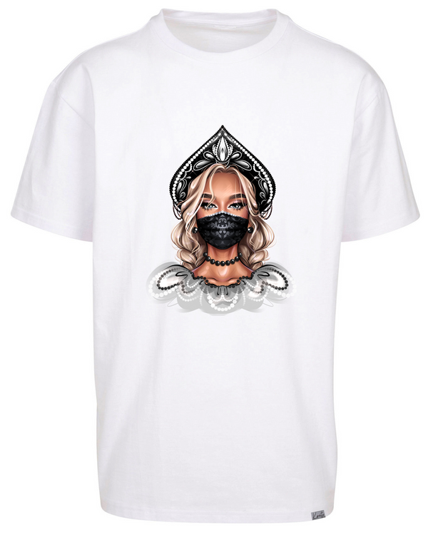 BLONDE MASKIERTE MADAME VORNE OVERSIZE T-SHIRT